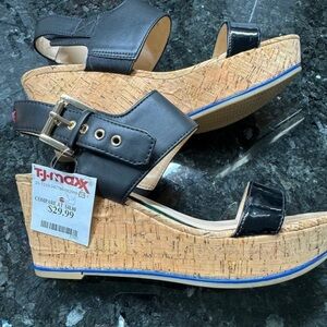 Womens Tommy Hilfiger Wedge Shoes Size 8 Black Toeless NWT
